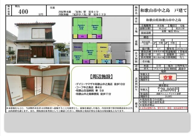 和歌山市中之島戸建て